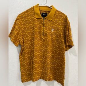 HUF Men's Golden Patterned Polo Shirt